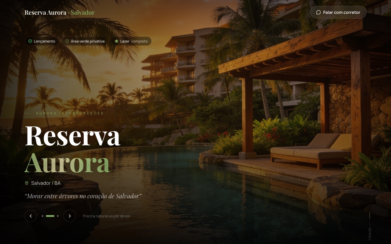 Reserva Aurora — site de lançamento imobiliário de alto padrão em Salvador